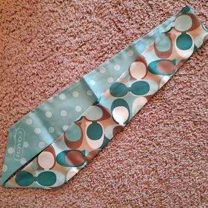 Coach Reversible Teal Print Ponytail Scarf